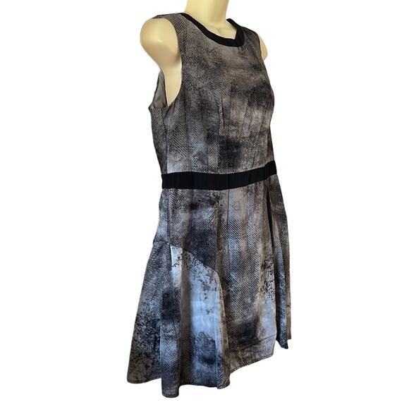 Mossimo Gray Snakeskin Print Dress Woman Size Large Black Waistband Lined - Picture 2 of 9